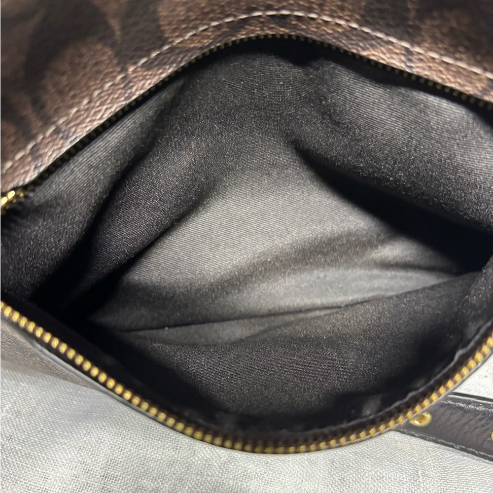 Coach Dark Brown Signature Shoulder Bag with Gold Hardware - Picture 9 of 10